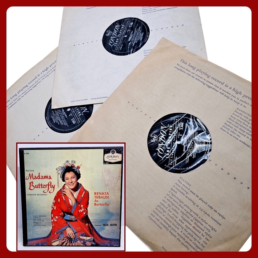 London Puccini Madama Butterfly Renata Tebaldi 3 LP Box Set‎ VTG